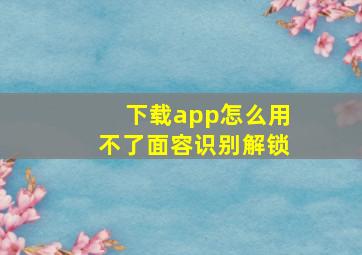 下载app怎么用不了面容识别解锁