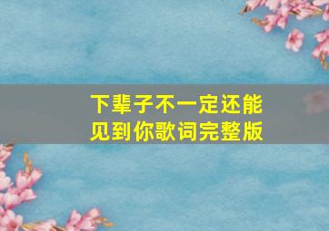 下辈子不一定还能见到你歌词完整版