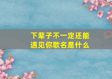 下辈子不一定还能遇见你歌名是什么