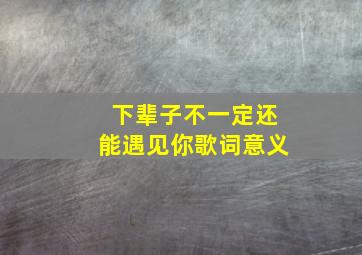 下辈子不一定还能遇见你歌词意义