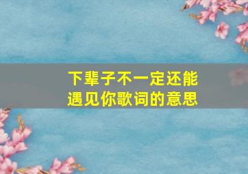 下辈子不一定还能遇见你歌词的意思