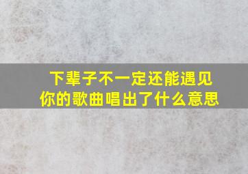 下辈子不一定还能遇见你的歌曲唱出了什么意思