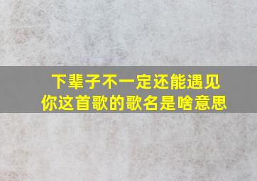 下辈子不一定还能遇见你这首歌的歌名是啥意思