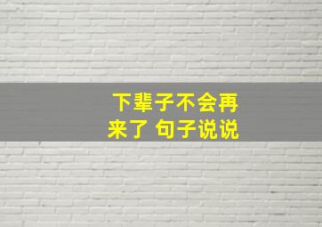 下辈子不会再来了 句子说说