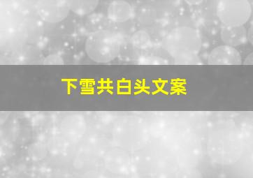 下雪共白头文案