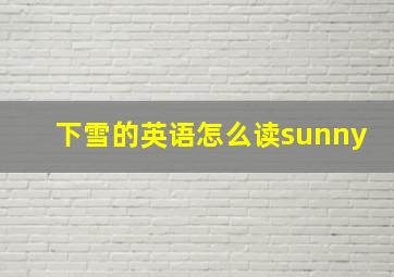 下雪的英语怎么读sunny