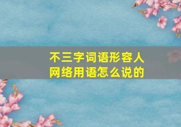 不三字词语形容人网络用语怎么说的