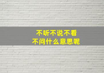 不听不说不看不问什么意思呢