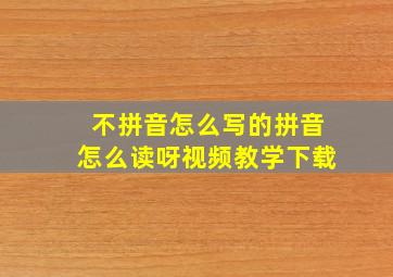 不拼音怎么写的拼音怎么读呀视频教学下载