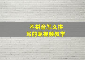 不拼音怎么拼写的呢视频教学