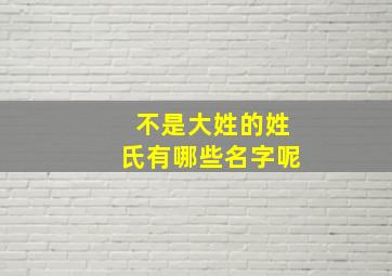 不是大姓的姓氏有哪些名字呢