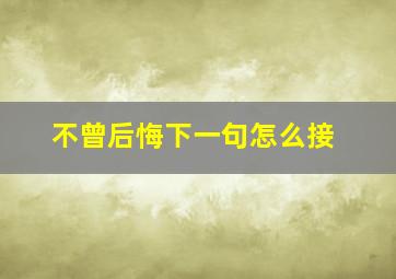 不曾后悔下一句怎么接