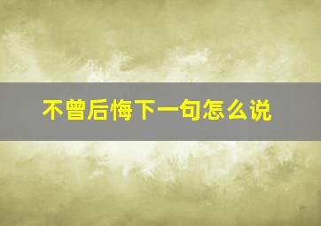 不曾后悔下一句怎么说