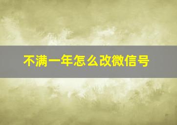 不满一年怎么改微信号