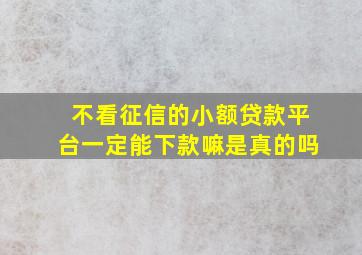 不看征信的小额贷款平台一定能下款嘛是真的吗