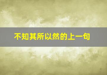 不知其所以然的上一句