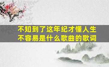 不知到了这年纪才懂人生不容易是什么歌曲的歌词