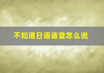 不知道日语谐音怎么说