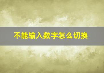 不能输入数字怎么切换