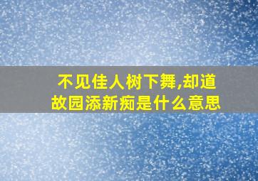 不见佳人树下舞,却道故园添新痴是什么意思