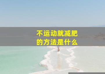 不运动就减肥的方法是什么