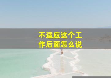 不适应这个工作后面怎么说