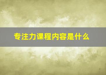 专注力课程内容是什么