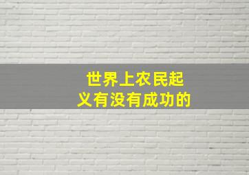 世界上农民起义有没有成功的