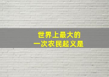 世界上最大的一次农民起义是