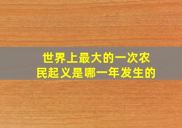 世界上最大的一次农民起义是哪一年发生的