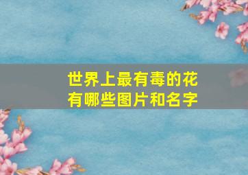 世界上最有毒的花有哪些图片和名字