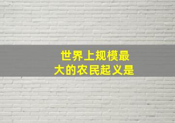 世界上规模最大的农民起义是