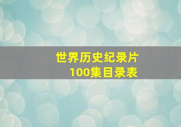 世界历史纪录片100集目录表