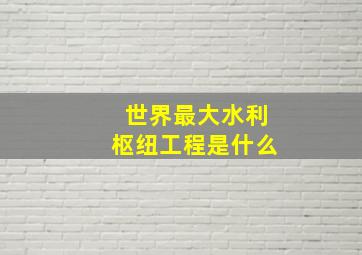 世界最大水利枢纽工程是什么