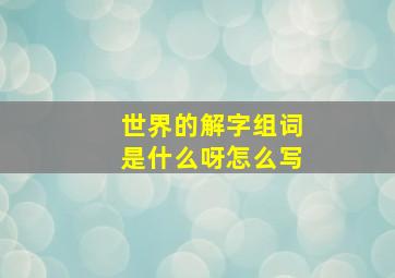 世界的解字组词是什么呀怎么写