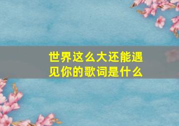 世界这么大还能遇见你的歌词是什么