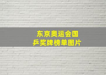 东京奥运会国乒奖牌榜单图片