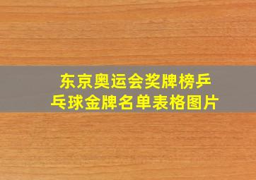 东京奥运会奖牌榜乒乓球金牌名单表格图片