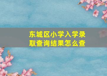 东城区小学入学录取查询结果怎么查