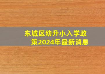 东城区幼升小入学政策2024年最新消息