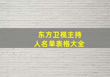 东方卫视主持人名单表格大全