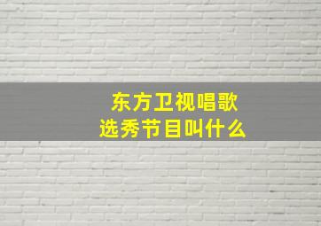 东方卫视唱歌选秀节目叫什么