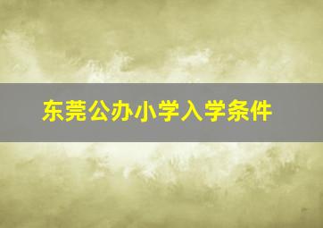 东莞公办小学入学条件