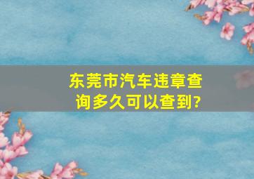 东莞市汽车违章查询多久可以查到?