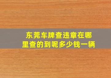 东莞车牌查违章在哪里查的到呢多少钱一辆