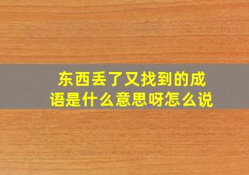 东西丢了又找到的成语是什么意思呀怎么说