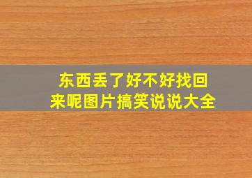 东西丢了好不好找回来呢图片搞笑说说大全