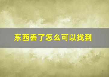 东西丢了怎么可以找到