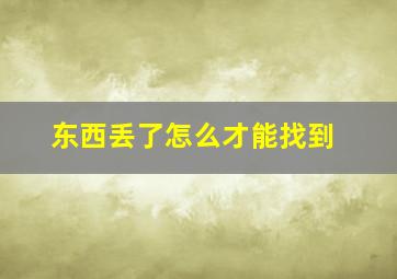 东西丢了怎么才能找到