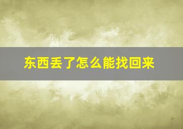 东西丢了怎么能找回来